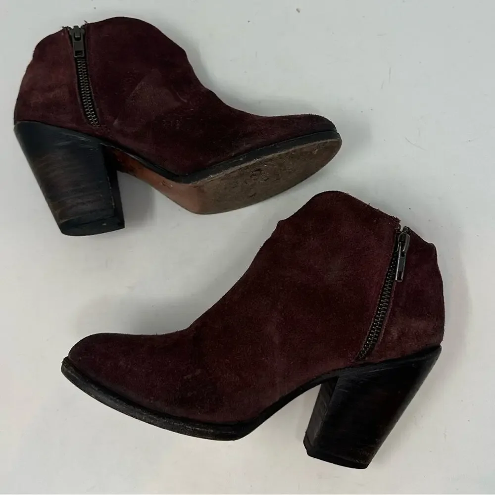 Freebird By Steven Womens Detroit Ankle Boots Booties Burgundy Leather Zip 8